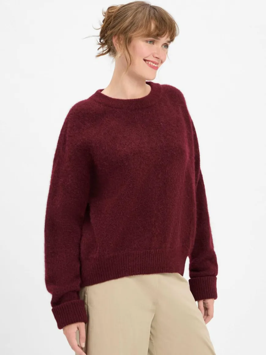 american vintage Pullover & Strickjacken*Damen Strickpullover mit Alpaka-Anteil - Gaspacho Chine bordeaux uni