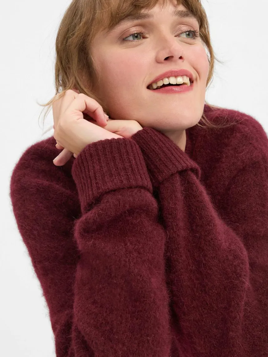 american vintage Pullover & Strickjacken*Damen Strickpullover mit Alpaka-Anteil - Gaspacho Chine bordeaux uni