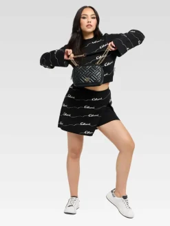 Carlo Colucci Röcke*Damen Strickrock - Di Vendra schwarz bedruckt