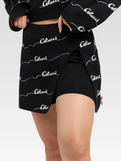 Carlo Colucci Röcke*Damen Strickrock - Di Vendra schwarz bedruckt