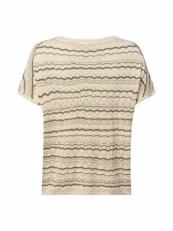 s.Oliver BLACK LABEL Pullover & Strickjacken|Shirts & Tops*Damen Strickshirt beige grün gestreift