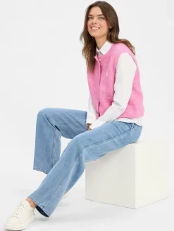 american vintage Pullover & Strickjacken*Damen Strickweste - East rosa uni