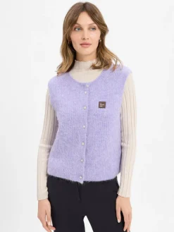 american vintage Jacken & Westen|Pullover & Strickjacken*Damen Strickweste mit Alpaka-Anteil - East flieder meliert