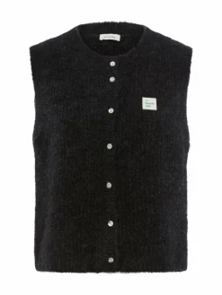 american vintage Jacken & Westen|Pullover & Strickjacken*Damen Strickweste mit Alpaka-Anteil - East anthrazit meliert