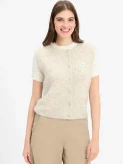 american vintage Jacken & Westen|Pullover & Strickjacken*Damen Strickweste mit Alpaka-Anteil - East beige hellgrau meliert