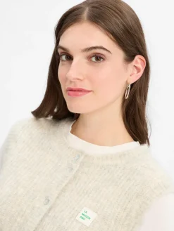 american vintage Jacken & Westen|Pullover & Strickjacken*Damen Strickweste mit Alpaka-Anteil - East beige hellgrau meliert