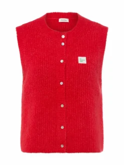 american vintage Jacken & Westen|Pullover & Strickjacken*Damen Strickweste mit Alpaka-Anteil - East rot uni