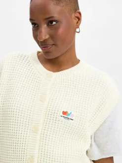 american vintage Jacken & Westen*Damen Strickweste mit Alpaka-Anteil - Crashway ecru uni