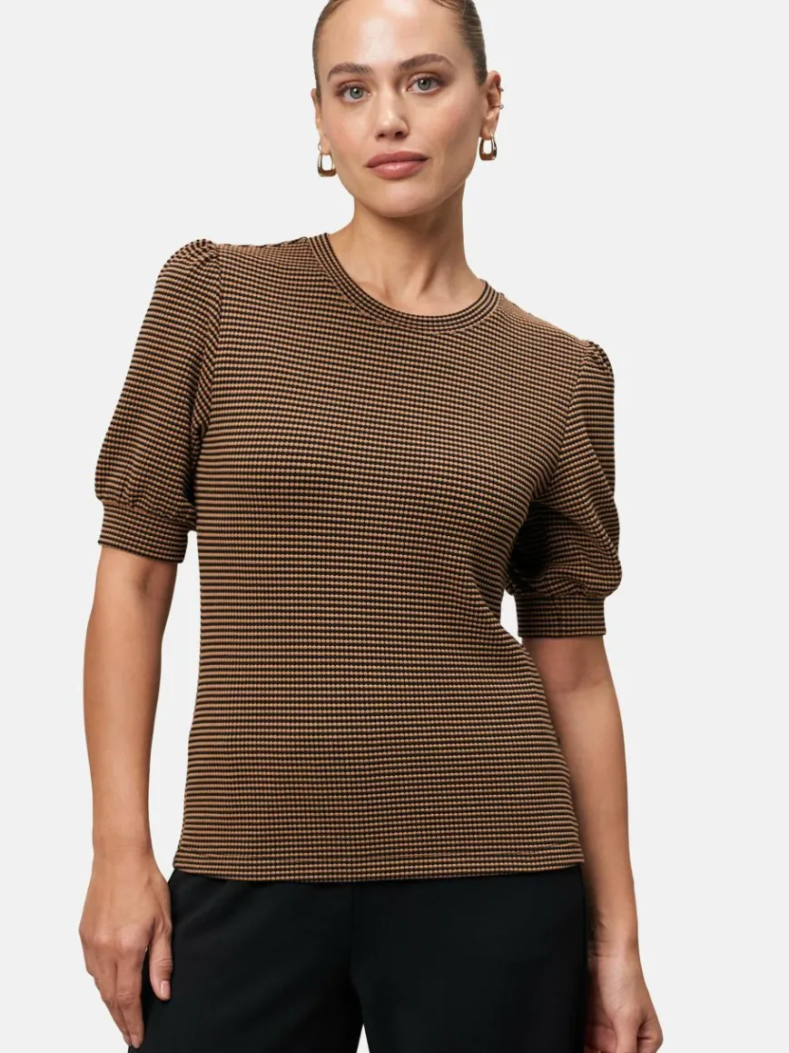 zero Shirts & Tops*Damen Strukturshirt schwarz braun gemustert