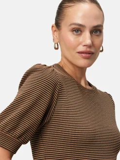 zero Shirts & Tops*Damen Strukturshirt schwarz braun gemustert