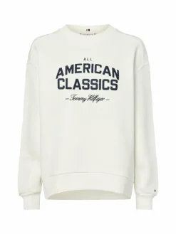 Tommy Hilfiger Sweatshirts & Sweatjacken*Damen Sweathirt ecru schwarz uni