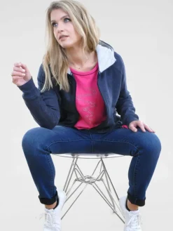 Navigazione Sweatshirts & Sweatjacken*Damen Sweatjacke blau uni