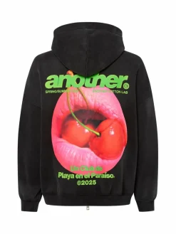 Another Cotton Lab Sweatshirts & Sweatjacken*Damen Sweatjacke schwarz bedruckt