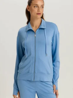 Hanro Sweatshirts & Sweatjacken*Damen Sweatjacke - Balance hellblau uni