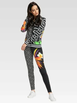 Carlo Colucci Sweatshirts & Sweatjacken*Damen Sweatjacke - Cologna schwarz gemustert