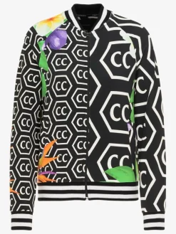 Carlo Colucci Sweatshirts & Sweatjacken*Damen Sweatjacke - Cologna schwarz gemustert