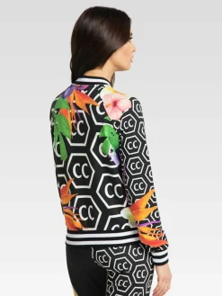 Carlo Colucci Sweatshirts & Sweatjacken*Damen Sweatjacke - Cologna schwarz gemustert