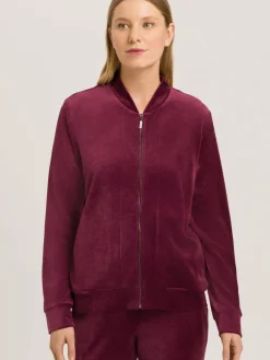 Hanro Sweatshirts & Sweatjacken*Damen Sweatjacke - Favourites bordeaux uni