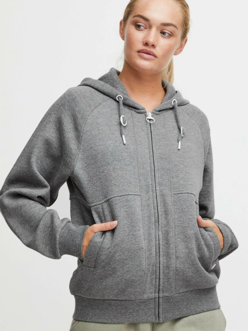 OXMO Sweatshirts & Sweatjacken*Damen Sweatjacke - OXAndie grau uni