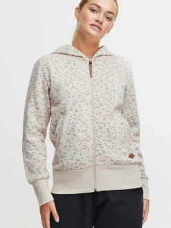 OXMO Sweatshirts & Sweatjacken*Damen Sweatjacke - OXBeatrice beige gepunktet