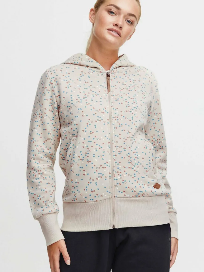 OXMO Sweatshirts & Sweatjacken*Damen Sweatjacke - OXBeatrice beige gepunktet