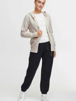 OXMO Sweatshirts & Sweatjacken*Damen Sweatjacke - OXBeatrice beige gepunktet