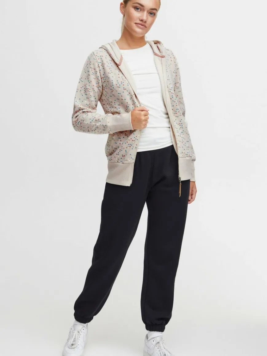 OXMO Sweatshirts & Sweatjacken*Damen Sweatjacke - OXBeatrice beige gepunktet