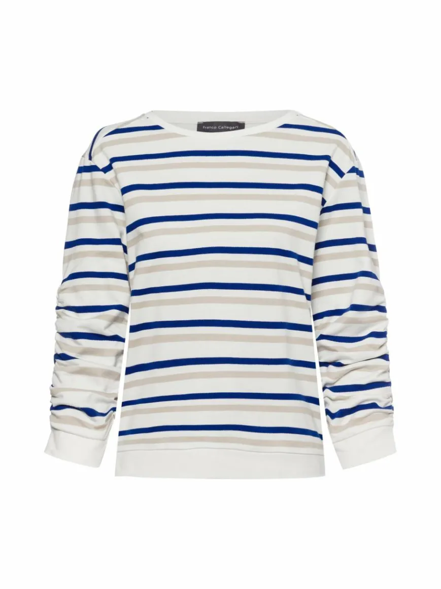 Franco Callegari Sweatshirts & Sweatjacken*Damen Sweatshirt weiß blau gestreift