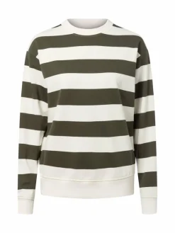 Marie Lund Sweatshirts & Sweatjacken*Damen Sweatshirt ecru oliv gestreift