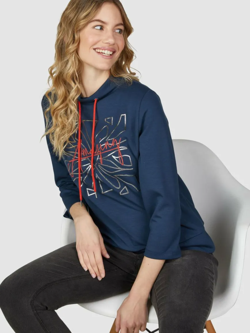 Navigazione Sweatshirts & Sweatjacken*Damen Sweatshirt blau bedruckt