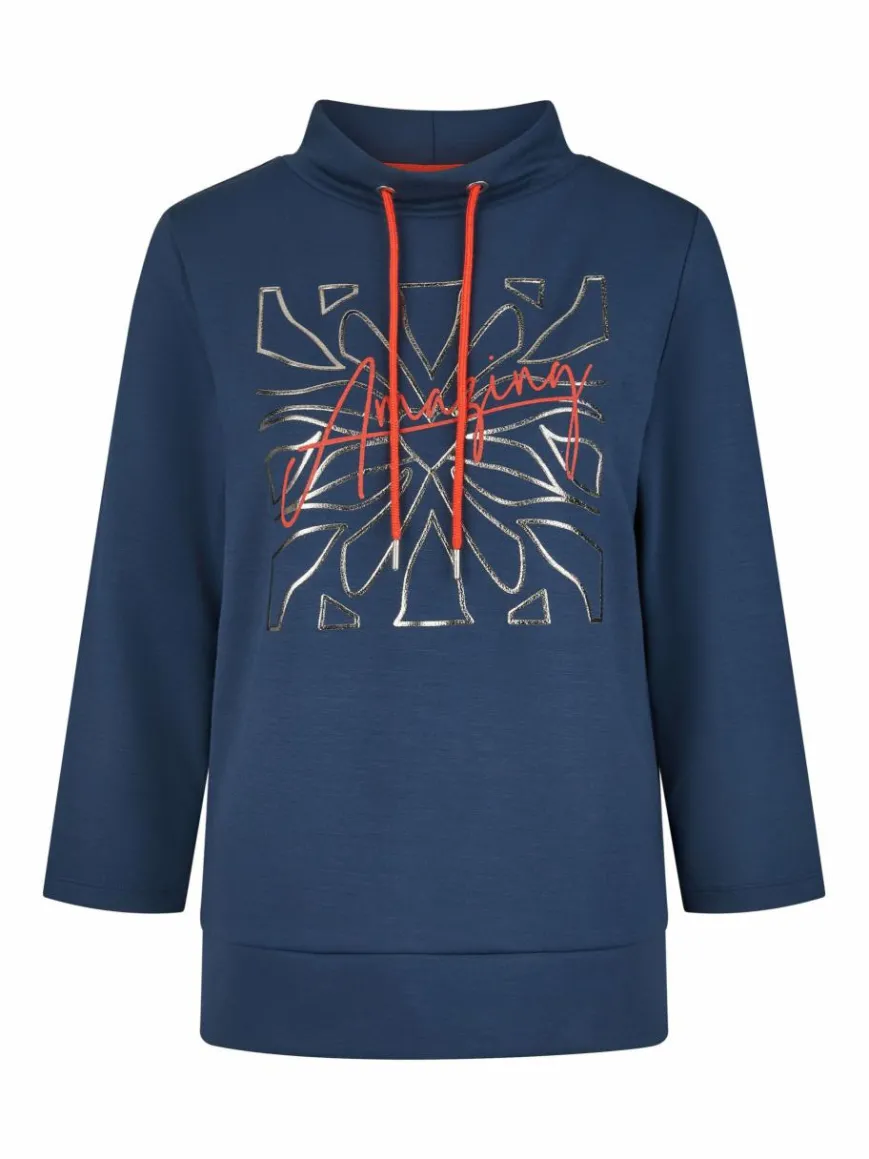 Navigazione Sweatshirts & Sweatjacken*Damen Sweatshirt blau bedruckt