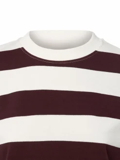 Marie Lund Sweatshirts & Sweatjacken*Damen Sweatshirt ecru aubergine gestreift