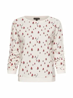 Franco Callegari Sweatshirts & Sweatjacken*Damen Sweatshirt weiß rot gemustert