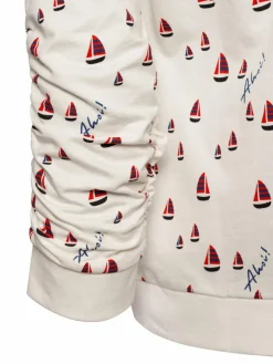 Franco Callegari Sweatshirts & Sweatjacken*Damen Sweatshirt weiß rot gemustert