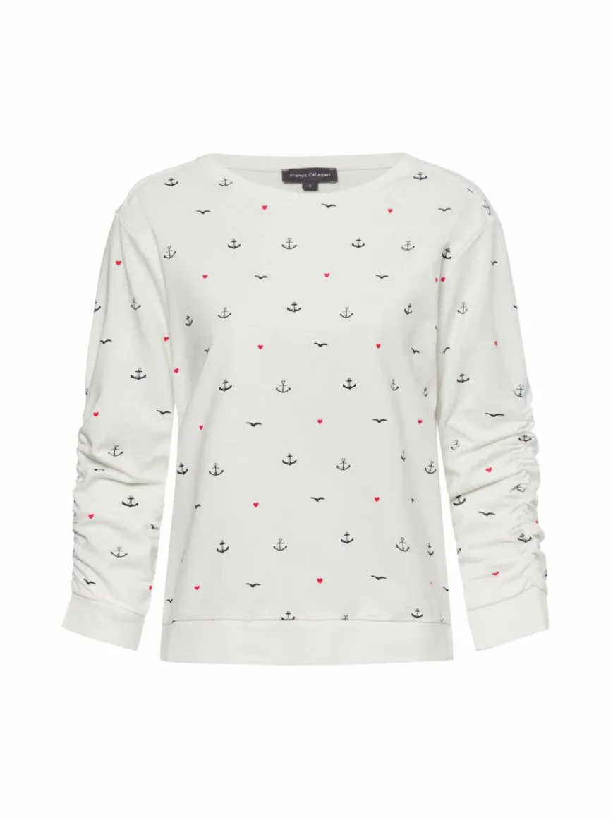 Franco Callegari Sweatshirts & Sweatjacken*Damen Sweatshirt weiß gemustert