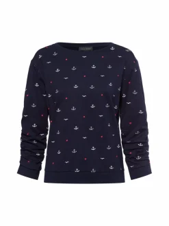 Franco Callegari Sweatshirts & Sweatjacken*Damen Sweatshirt marine weiß gemustert