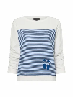 Franco Callegari Sweatshirts & Sweatjacken*Damen Sweatshirt ecru blau gestreift