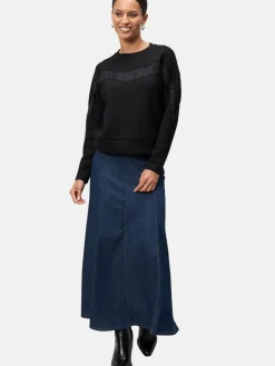 zero Sweatshirts & Sweatjacken|Pullover & Strickjacken*Damen Sweatshirt schwarz uni