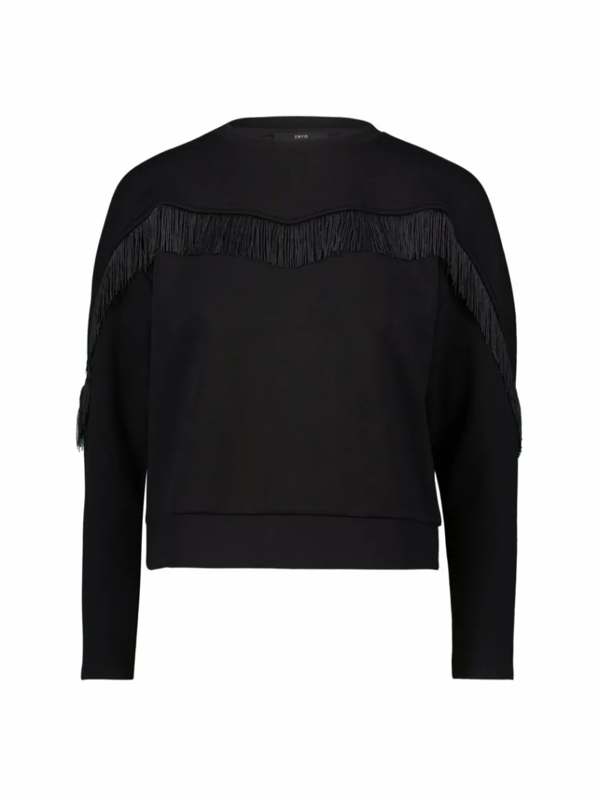 zero Sweatshirts & Sweatjacken|Pullover & Strickjacken*Damen Sweatshirt schwarz uni