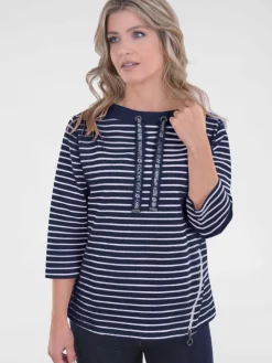 Navigazione Sweatshirts & Sweatjacken*Damen Sweatshirt blau gestreift