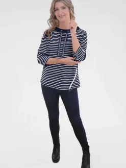 Navigazione Sweatshirts & Sweatjacken*Damen Sweatshirt blau gestreift