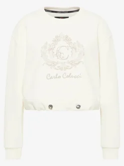 Carlo Colucci Sweatshirts & Sweatjacken*Damen Sweatshirt - De Bacco weiß gemustert
