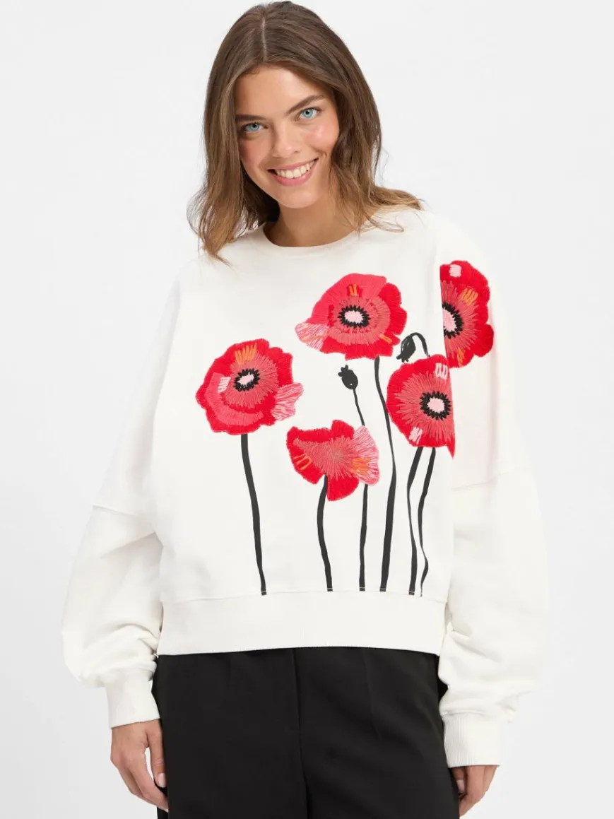 Drykorn Sweatshirts & Sweatjacken*Damen Sweatshirt - Astera ecru rot gemustert