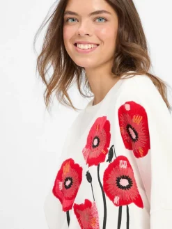 Drykorn Sweatshirts & Sweatjacken*Damen Sweatshirt - Astera ecru rot gemustert