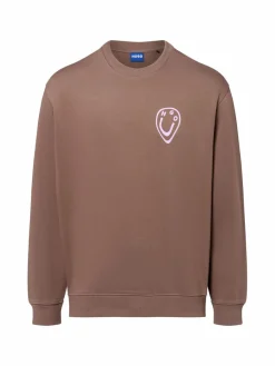 HUGO BLUE Sweatshirts & Sweatjacken*Damen Sweatshirt - Oversized Crew_B_3 braun rosa bedruckt