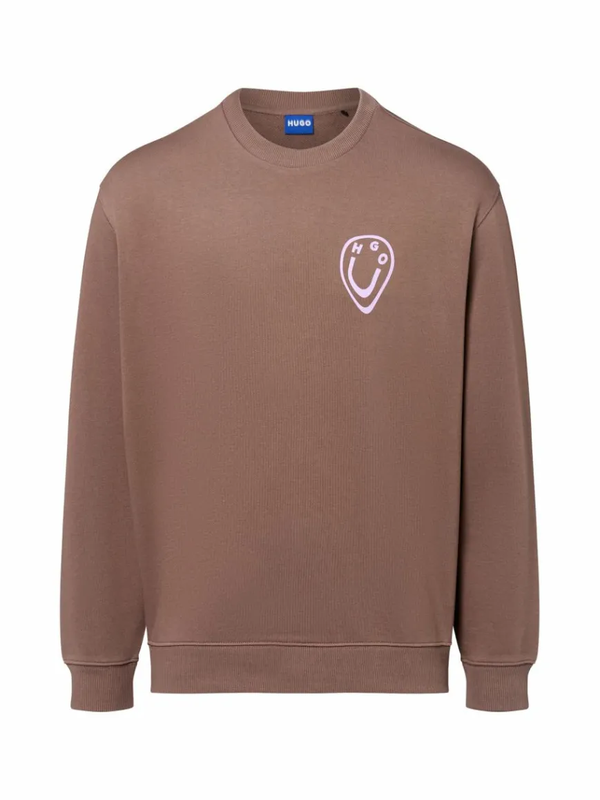 HUGO BLUE Sweatshirts & Sweatjacken*Damen Sweatshirt - Oversized Crew_B_3 braun rosa bedruckt