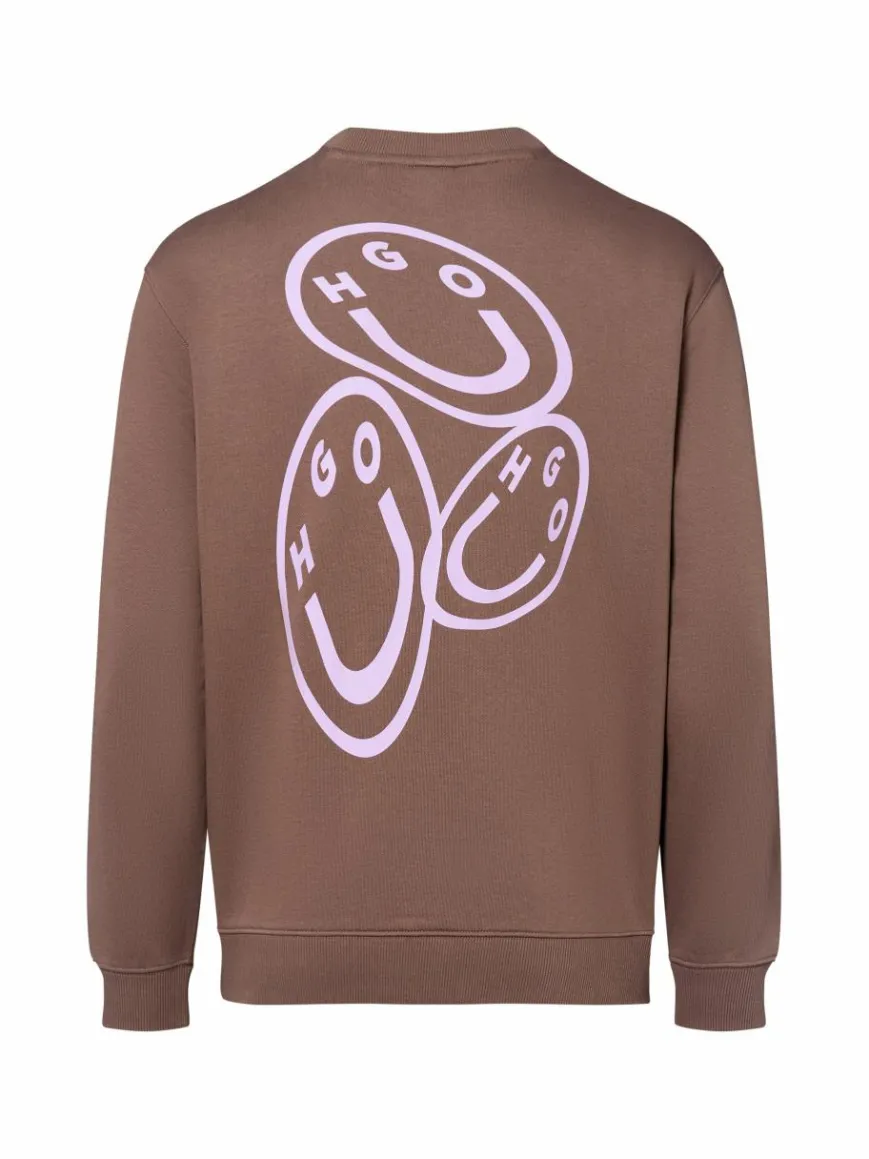 HUGO BLUE Sweatshirts & Sweatjacken*Damen Sweatshirt - Oversized Crew_B_3 braun rosa bedruckt