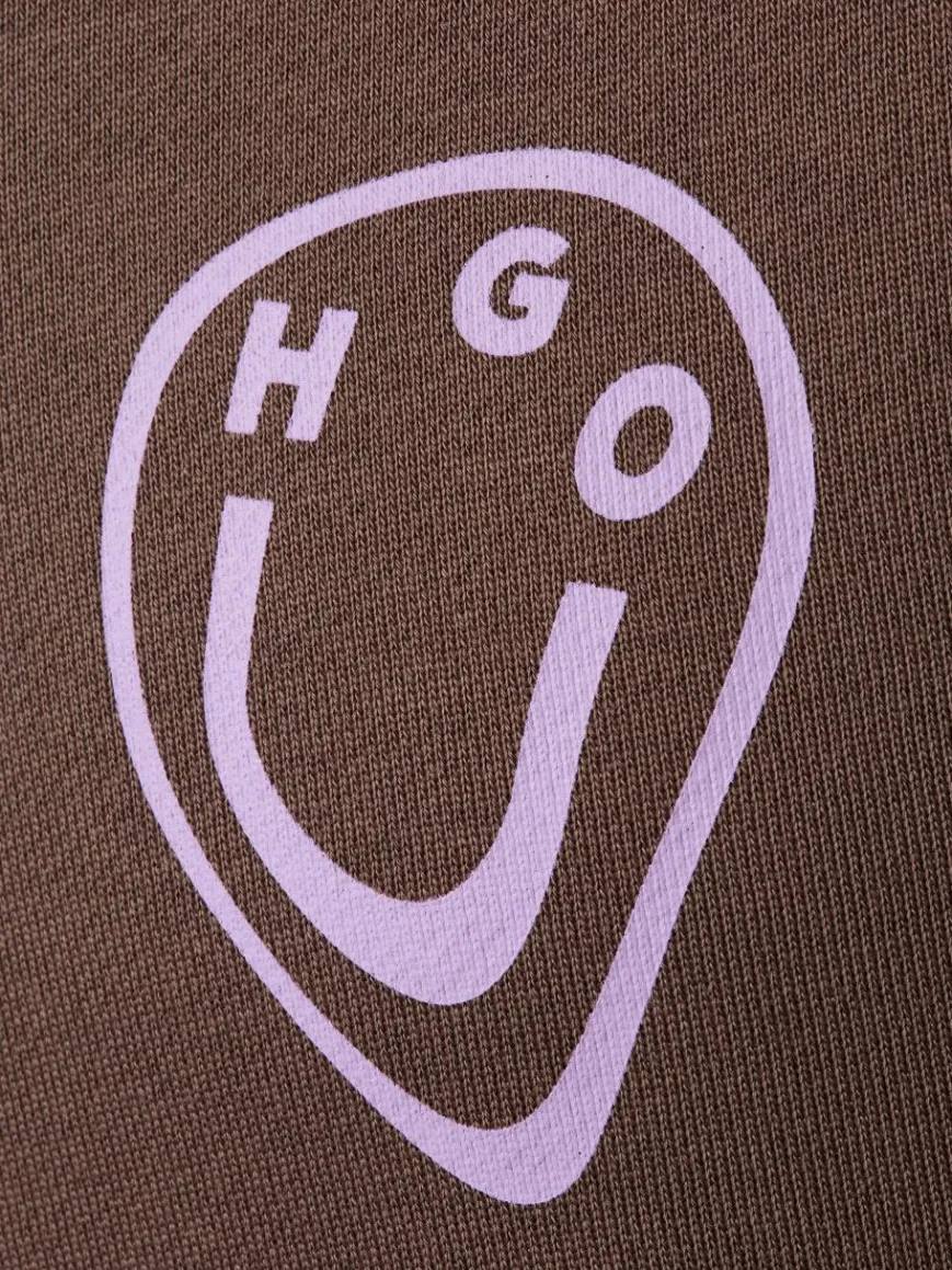 HUGO BLUE Sweatshirts & Sweatjacken*Damen Sweatshirt - Oversized Crew_B_3 braun rosa bedruckt