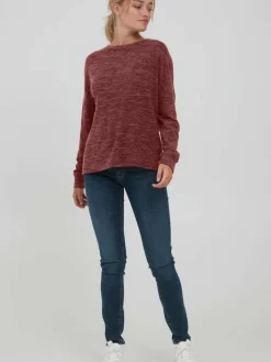 OXMO Sweatshirts & Sweatjacken*Damen Sweatshirt - OXBenta rot meliert