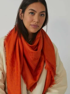 Codello Schals & Tücher*Damen Tücher - "HAPPY FOLK" orange bedruckt